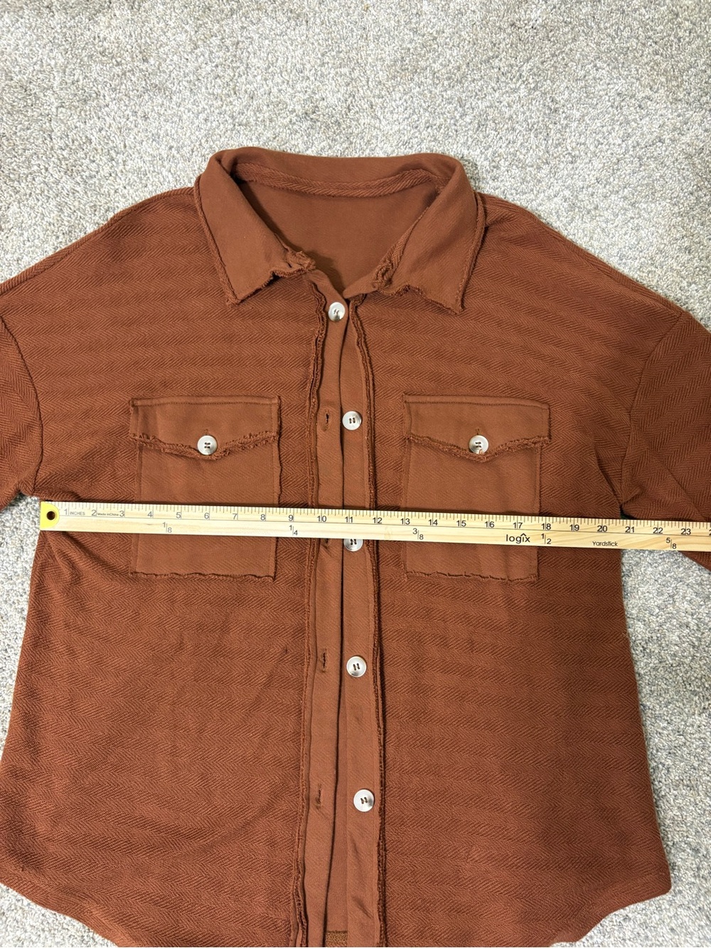 Rust Button-Front Shacket - Picture 4 of 5